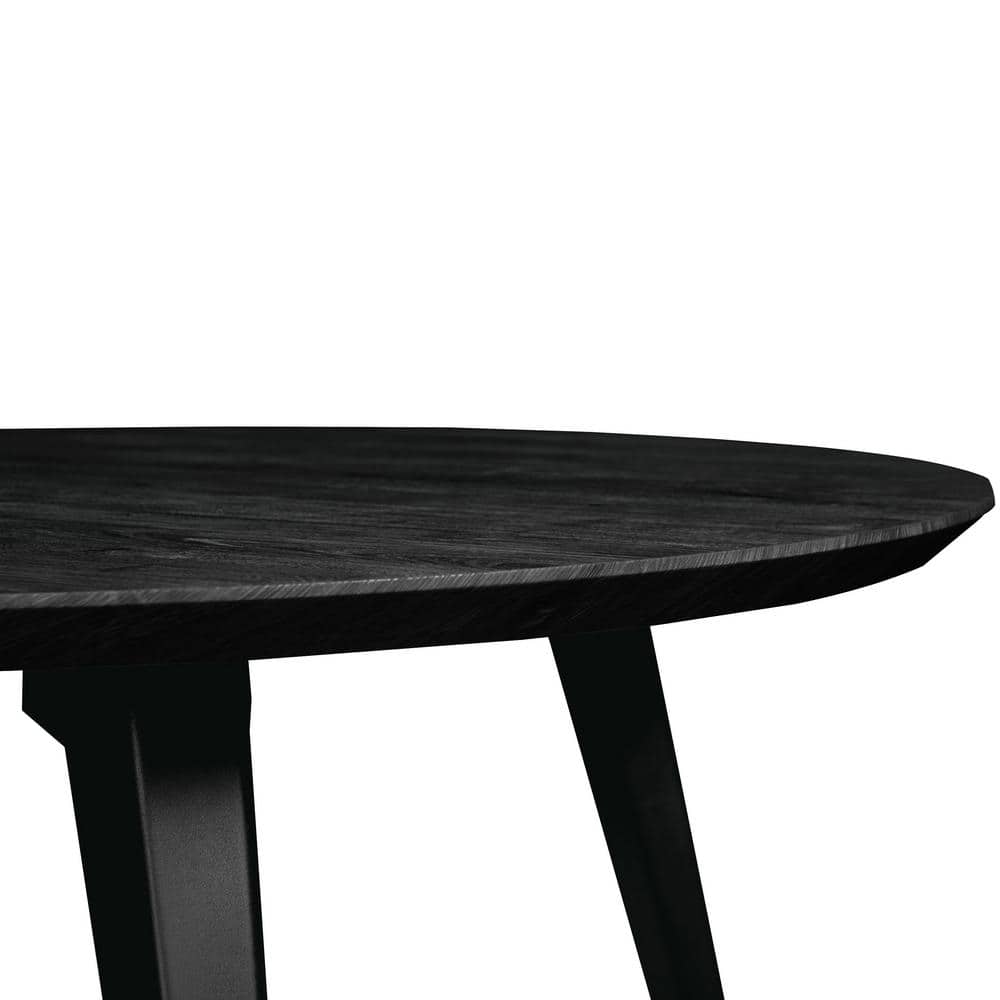 Ravenna 47" Round Ebony Wood Dining Table with Metal Accents