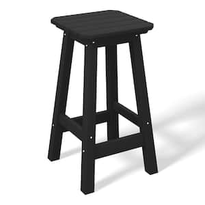 Laguna 24 in. HDPE Plastic All Weather Square Seat Backless Counter Height Outdoor Bar Stool in Black