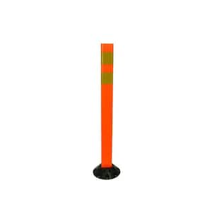 36 in. Orange Delineator Post with Base and High-Intensity Yellow Band
