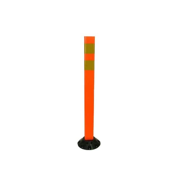 Three D Traffic Works 36 in. Orange Delineator Post with Base and High-Intensity Yellow Band