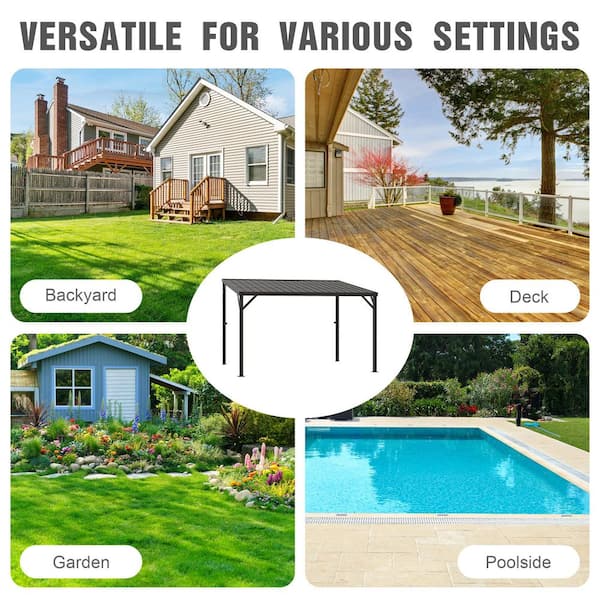 GAZEBEST 12 ft. x 10 ft. Large Heavy Duty Metal Outdoor Pergola