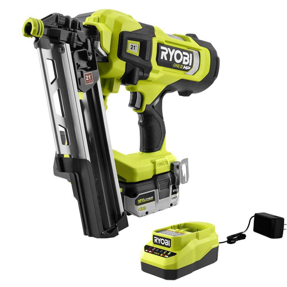 RYOBI ONE+ HP Brushless Cordless 21° Framing Nailer Kit with 4.0
