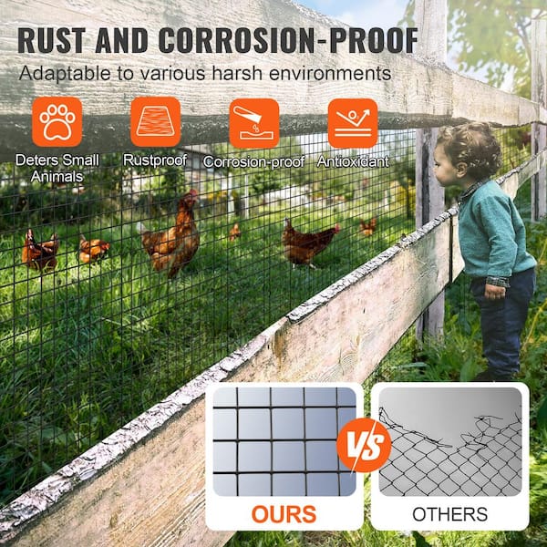 VEVOR Hardware Cloth 0.001 in. x 4 ft. x 50 ft. Galvanized Wire Mesh Roll 19 Gauge Chicken Wire Fence Roll Hardware Cloth