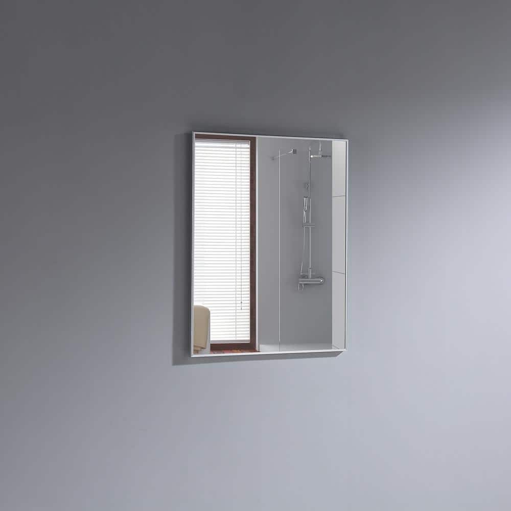Sax 24 in. W x 30 in. H Framed Rectangular Bathroom Vanity Mirror in Brushed Silver price history on PriceWatchPro