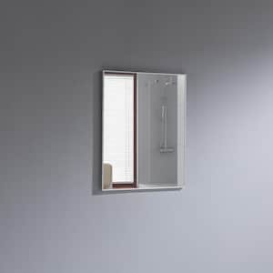Sax 24 in. W x 30 in. H Framed Rectangular Bathroom Vanity Mirror in Brushed Silver