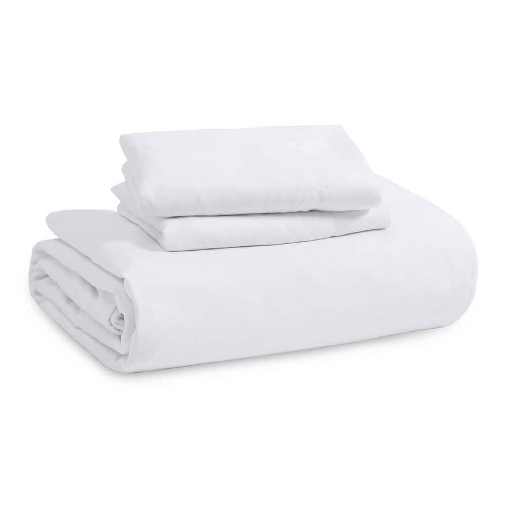 90 in. x 90 in. White Solid Queen Polyester Soft Duvet Cover Set, Includes 