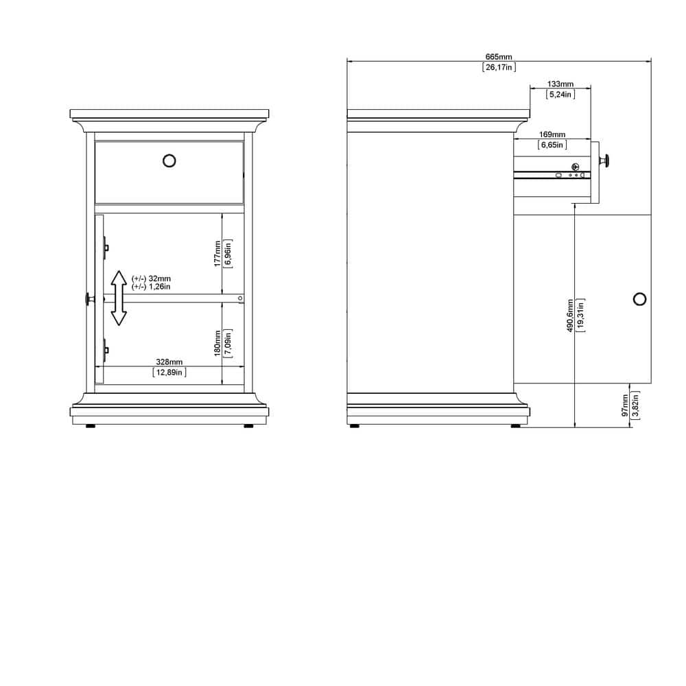 Sonoma Contemporary White Nightstand with Bronze Knobs