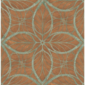 Patina Lattice Metallic Copper and Veridian Green Geometric Paper Strippable Roll (Covers 56.05 sq. ft.)