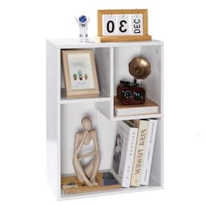 Bookshelf, Bookcase with 3 Open Adjustable Storage Cubes, Floor Standing Unit, Side Table Bookcase, White