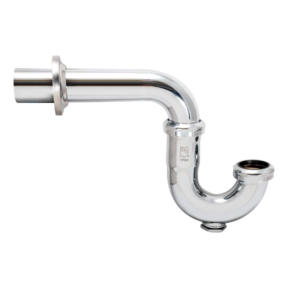 Chrome Brass 1-1/2" P-Trap with Flange and Cleanout
