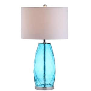 Juliette 26.5 in. Moroccan Blue Glass/Metal LED Table Lamp