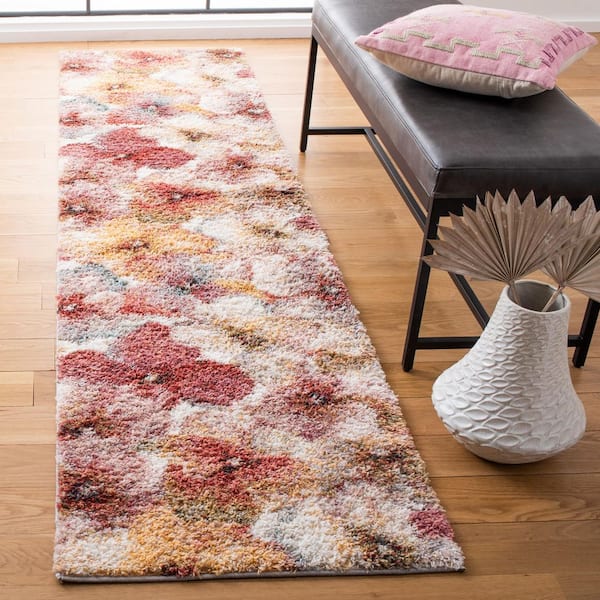 Calista 2 ft. x 7 ft. Ivory/Rust Oversized Floral Runner Rug