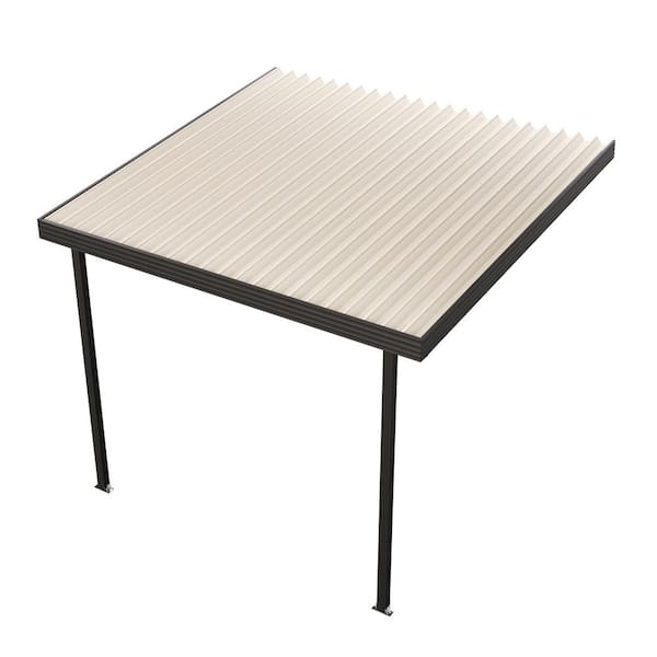 Integra 12 ft. x 10 ft. Dark Bronze Aluminum Frame Ivory Roof Patio Cover, 10 lbs. Snow Load