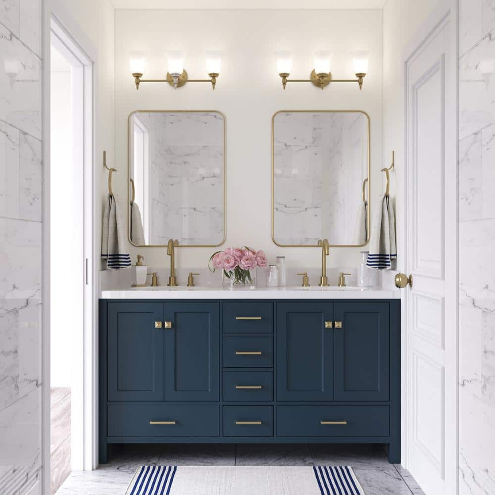 ARIEL Cambridge 37-in Midnight Blue Undermount Single Sink Bathroom Vanity  with Pure White Quartz Top in the Bathroom Vanities with Tops department at