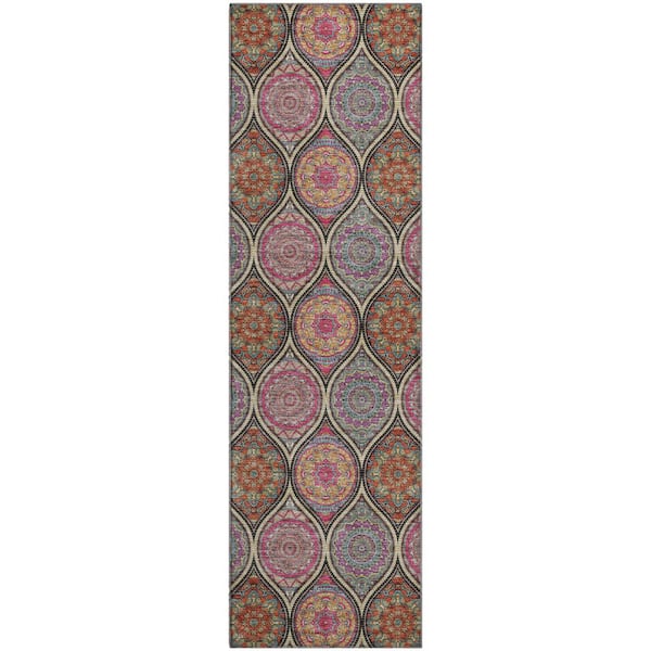 Addison Rugs Mayfield Premium Machine Washable Abstract AMF976 Black 2 ft. 3 in. x 7 ft. 6 in. Runner Rug