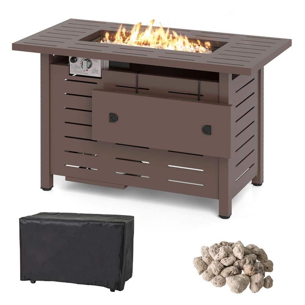 40 in. Rectangular Propane Fire Pit Table with Lava Rocks, Brown price history on PriceWatchPro