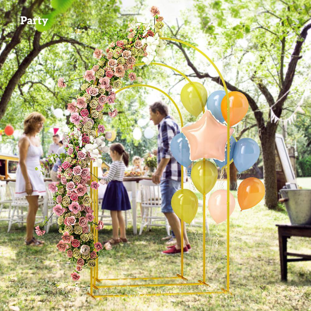 Gold Metal Wedding Arch Backdrop Stand Set of 3