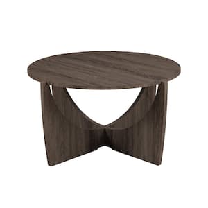 35 in. Cerused Ash Round Wooden Modern Coffee Table with Intersecting Legs
