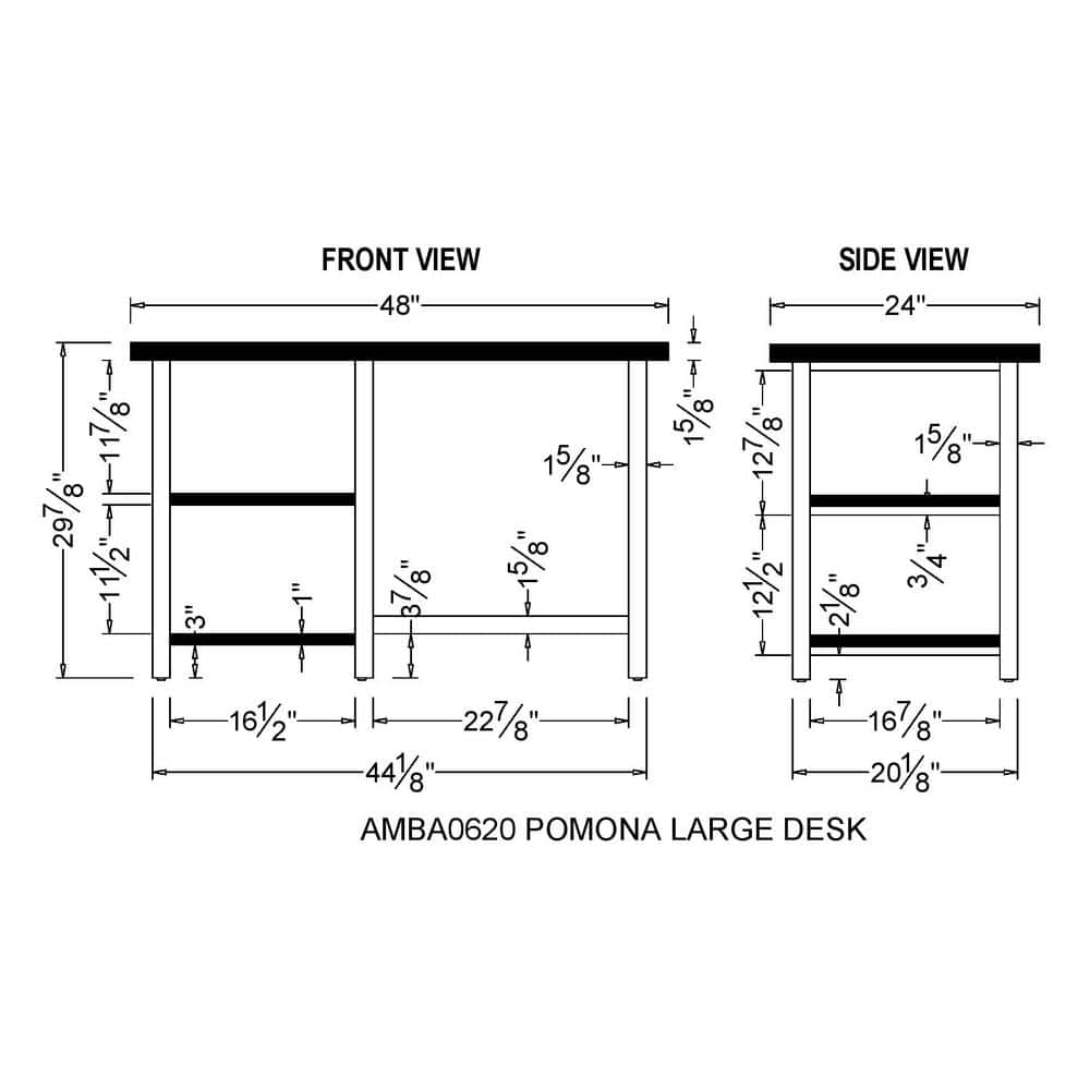 Pomona 48" Medium Brown Birch Wood Desk with Metal Legs