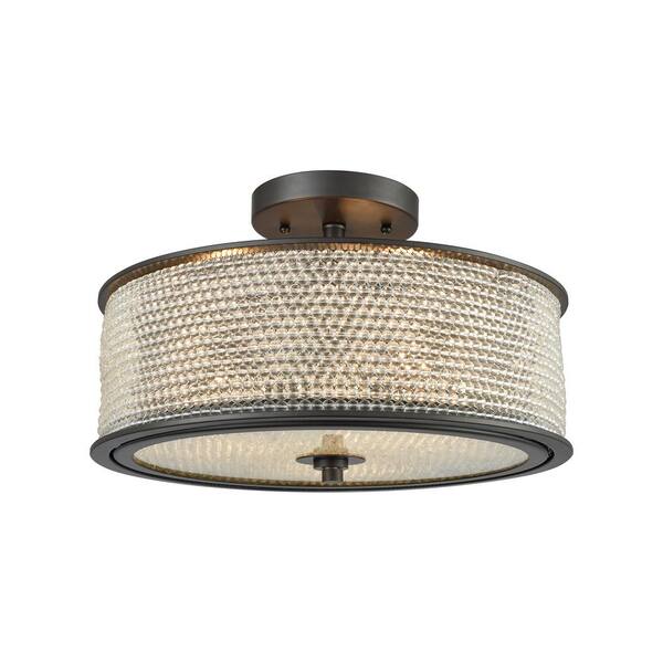 Titan Lighting Glass Beads 3-Light Oil Rubbed Bronze with Clear Glass ...