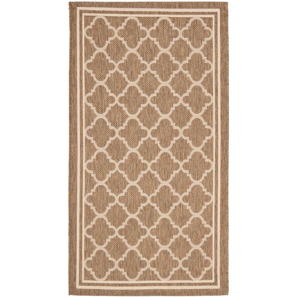SAFAVIEH Courtyard Brown/Bone Doormat 3 ft. x 5 ft. Geometric Indoor ...