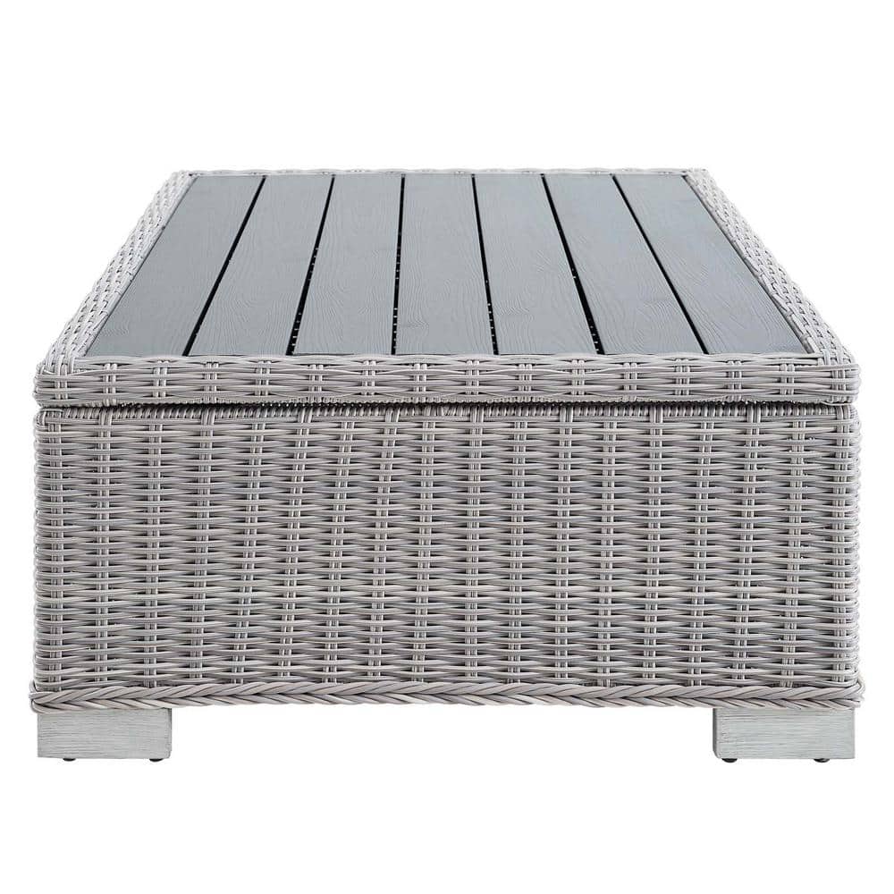Conway 45" Light Gray Synthetic Wicker Rattan Outdoor Coffee Table