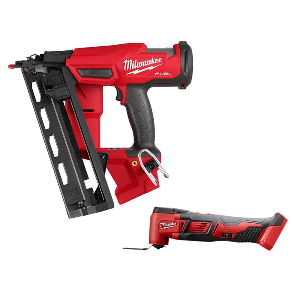 Milwaukee M18 FUEL 18-Volt Lithium-Ion Brushless Cordless Gen II 16-Gauge Angled Nailer with M18 Oscillating Multi-Tool -  2841-20-2626