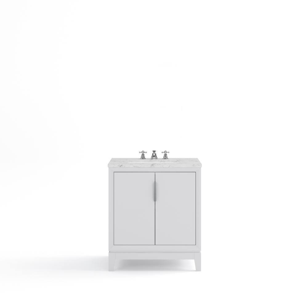 Elizabeth 30" Pure White Single Bathroom Vanity with Marble Top
