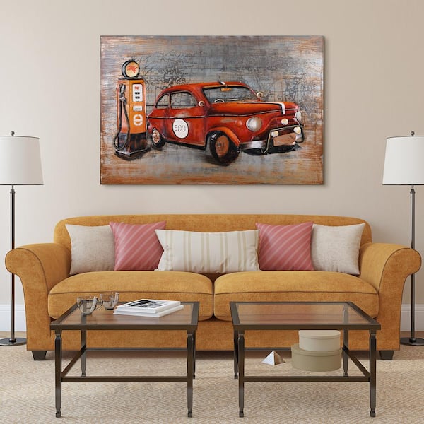 Empire Art Direct Red car Mixed Media Iron Hand Painted