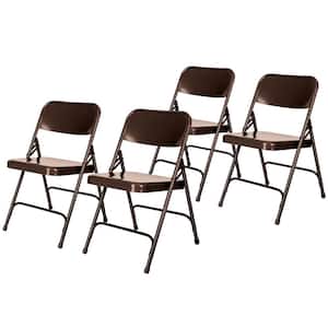 Bernadine Dining Folding Chair With Metal Seat, Brown, (Pack of 4)