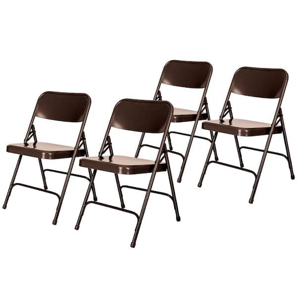 Bernadine Dining Folding Chair With Metal Seat, Brown, (Pack of 4)