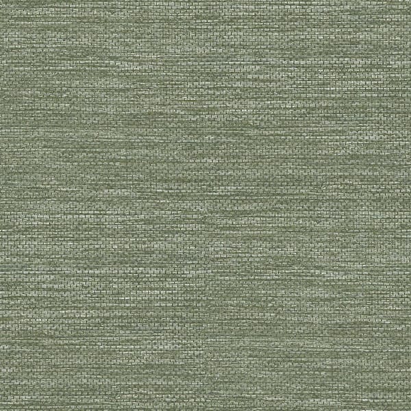 A-Street Prints Malin Green Moss Faux Grasscloth Wallpaper Sample