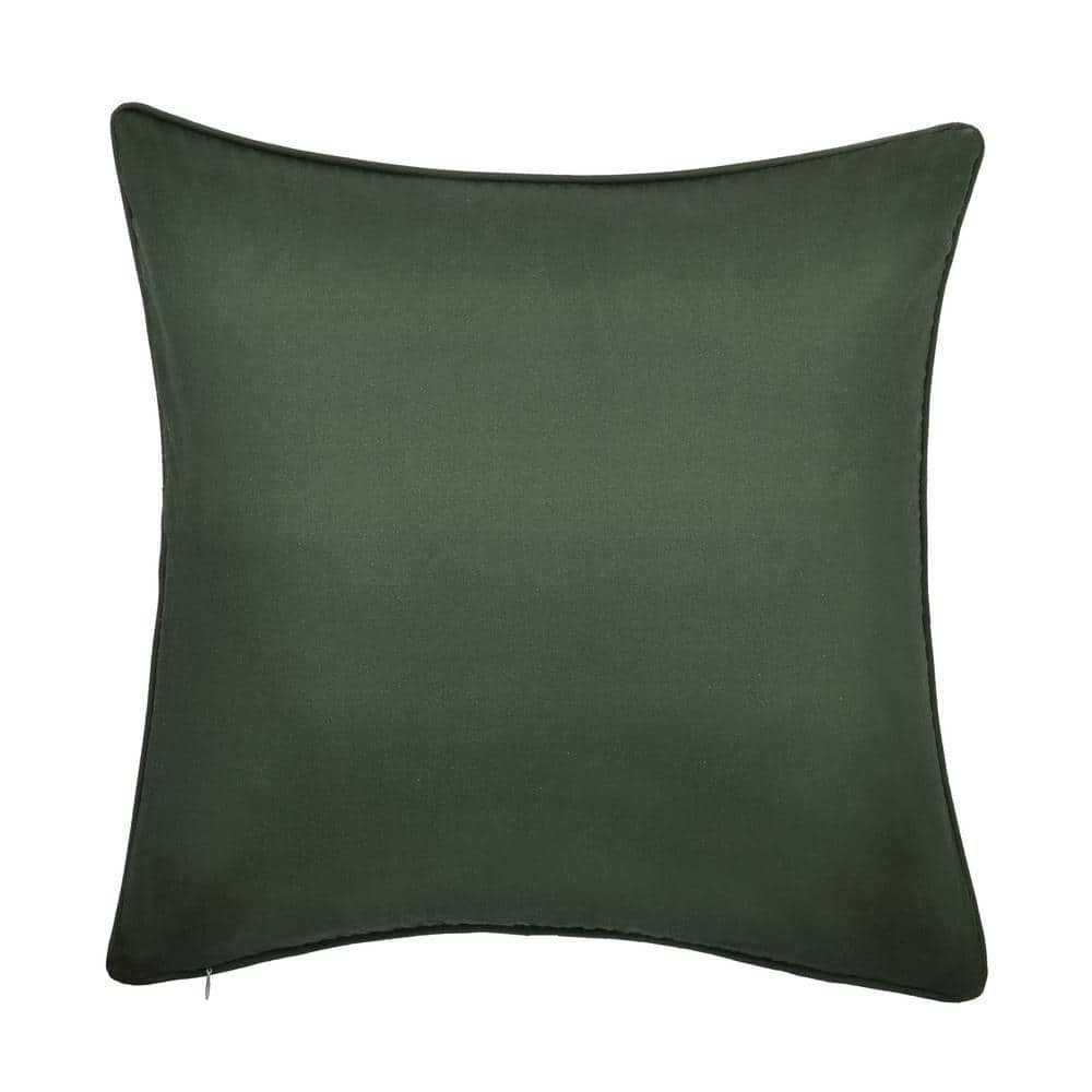 Brianna 18" Square Forest Green Embroidered Throw Pillow