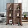 HOMCOM 4-Panel Folding Room Divider 5.5 ft., Walnut Tone Tall ...