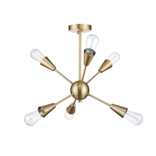 Novogratz x Globe Electric Clementine 19.25 in. 6-Light Matte Gold Semi-Flush Mount Ceiling Light