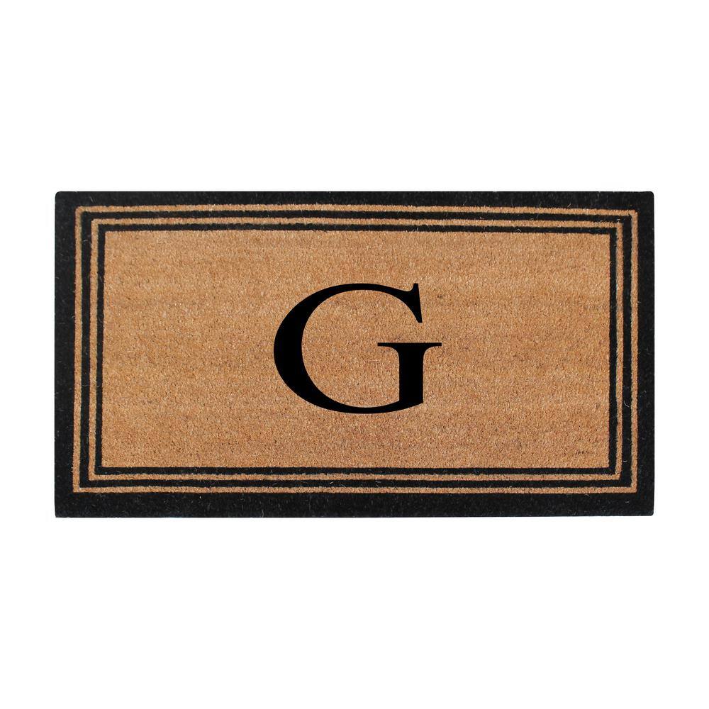 Black/Beige 24 in. x 39 in. Coir PVC Classic Border Heavy Duty Boot Scrapper Monogrammed G Door Mat price history on PriceWatchPro