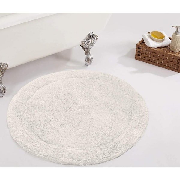 Waterford Collection 100% Cotton Tufted Non-Slip Bath Rug, 30 in. Round, Ivory