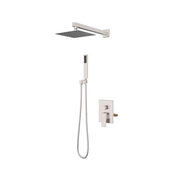 DreamLine Aquata 5-1/8 in. x 18 in. Rain Fall Shower Faucet Set with Handshower, 1.8 GPM Brushed Nickel