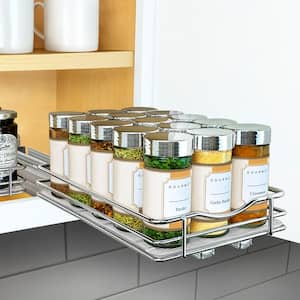 6-1/4 in. Wide Silver Chrome Slide Out Spice Rack Pull Out Cabinet Organizer