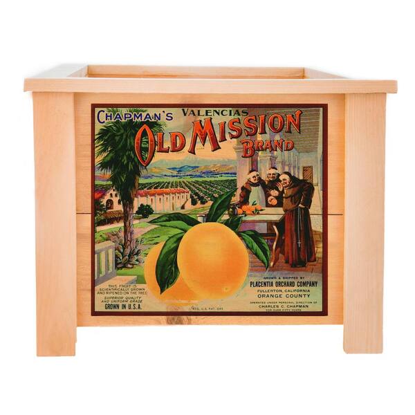 Unbranded 19 in. x 19 in. Deluxe Redwood Planter Box with Old Mission Art