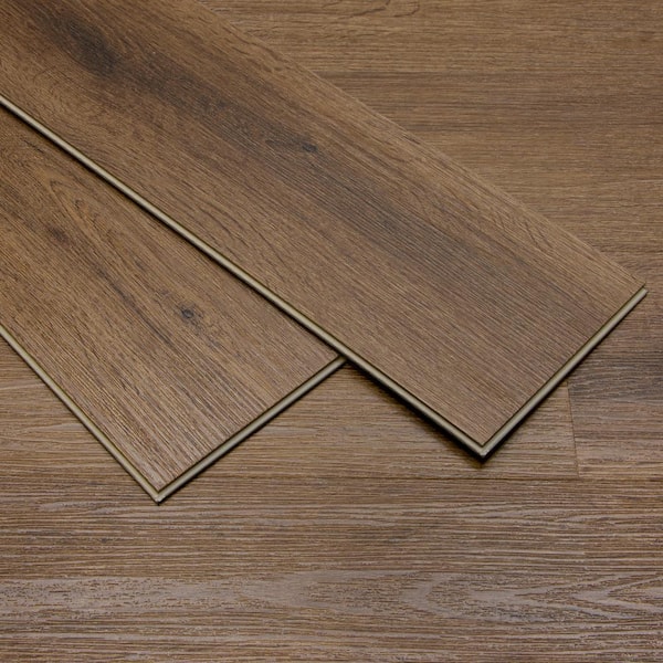 Everhome Tahoe Brown 5+1, 20MIL x 7.64 in. W x 48.43 in. L Waterproof ClickLock Vinyl Plank Flooring(37.82 sq. ft./case)