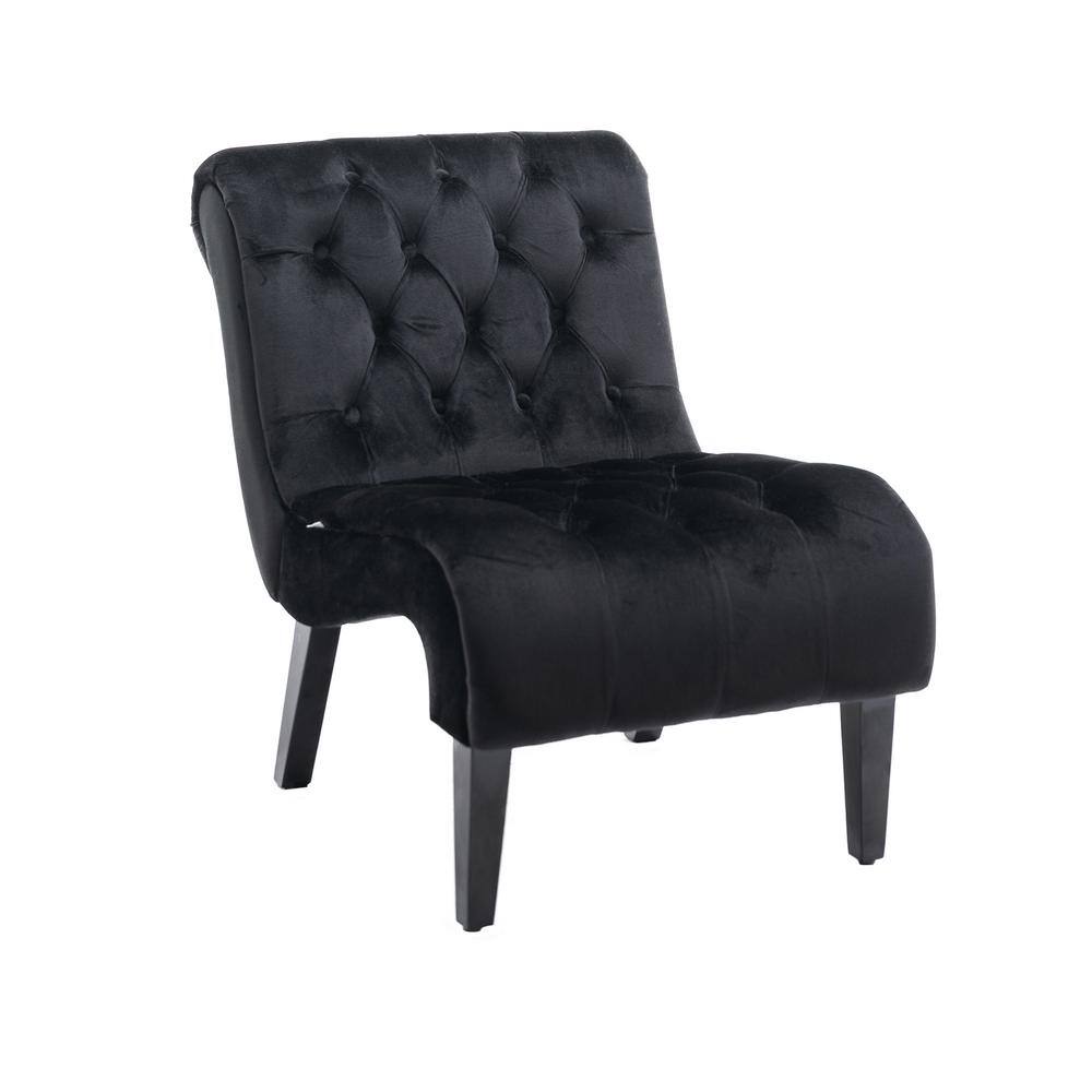 Black leather armless discount chair