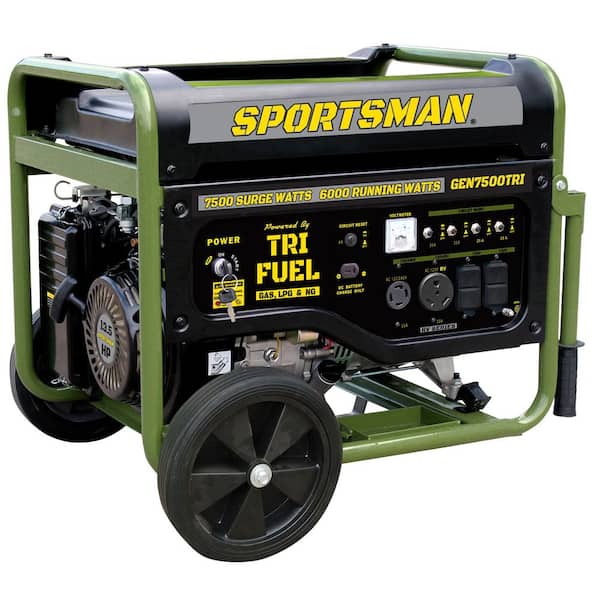 7500-Watt Tri-Fuel CO Warning Shut-off with Electric Start Runs on Natural Gas, Propane or Gasoline Portable Generator