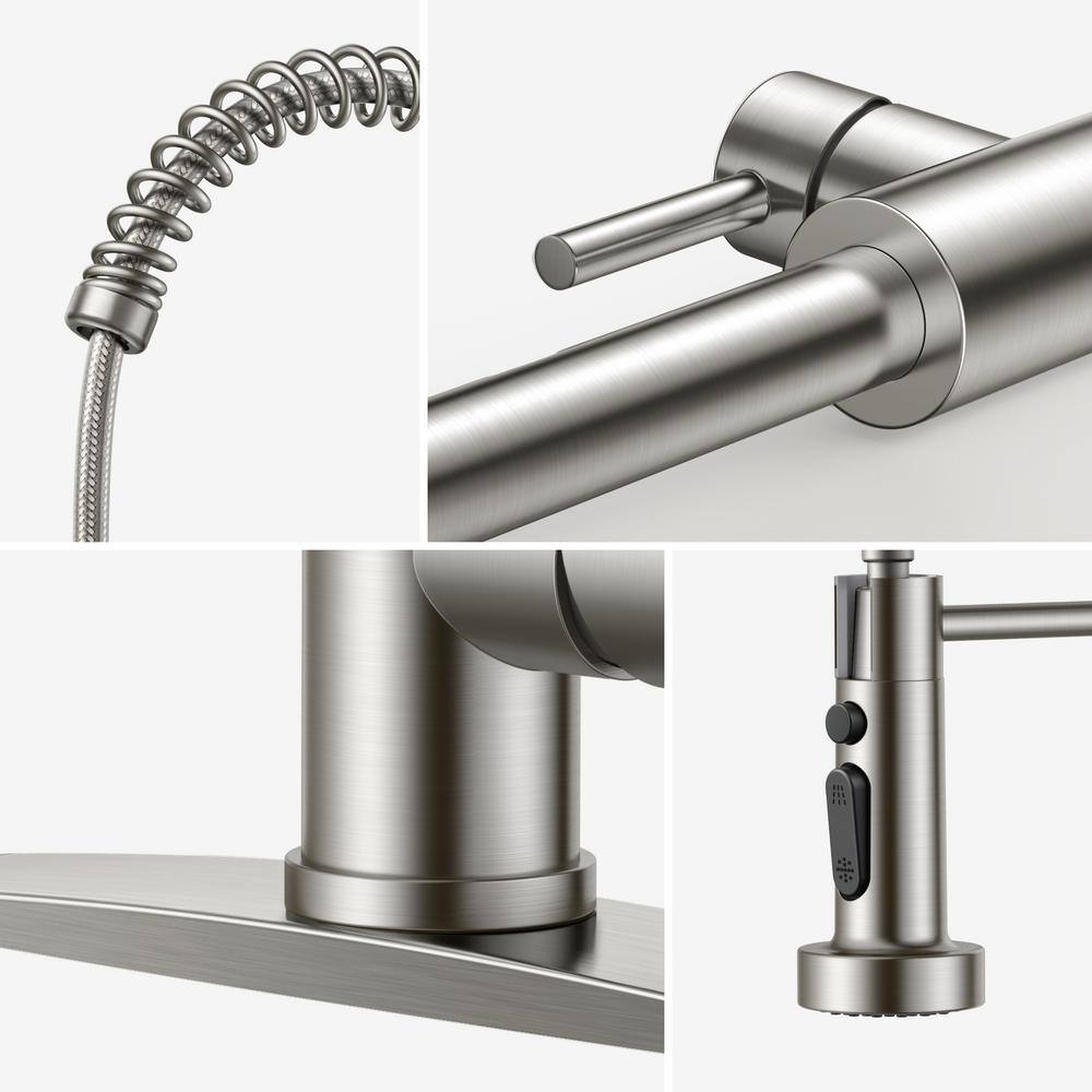 Brushed Nickel High-Arc Pull-Out Spray Kitchen Faucet