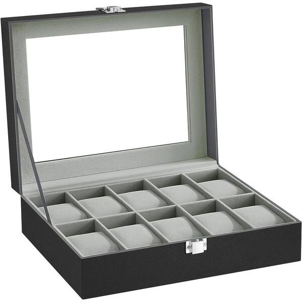 SONGMICS Watch Box with 10 Slots, Grey