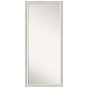 Oversized Natural Silver Metallic White Wood Hooks Modern Classic Mirror (63.5 in. H X 27.5 in. W)