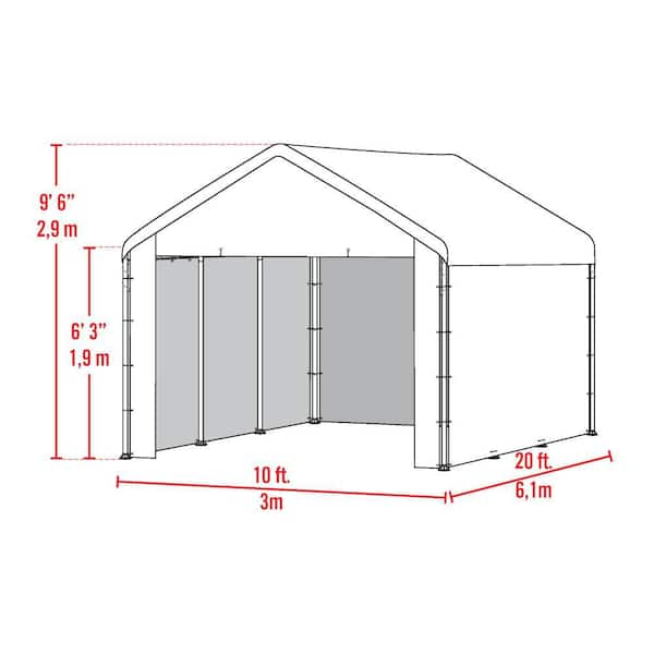 10 ft. W x 20 ft. D Sidewalls and Doors Kit for Max AP White Canopy with UV-Resistant Fabric and 100% Waterproof Seams