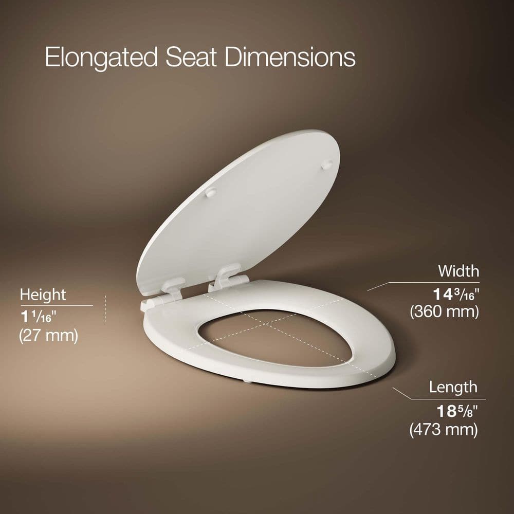 Biscuit Elongated Quiet-Close Wood Toilet Seat