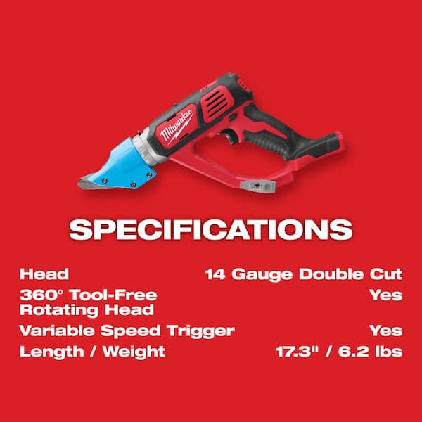 Milwaukee 2636-22 M18 Cordless 14 Gauge Double Cut Shear - Kit