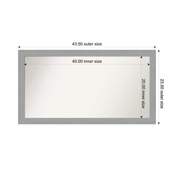Amanti Art Brushed Nickel 43.5 in. x 23.5 in. Custom Non-Beveled Recycled Polystyrene Framed Bathroom Vanity Wall Mirror